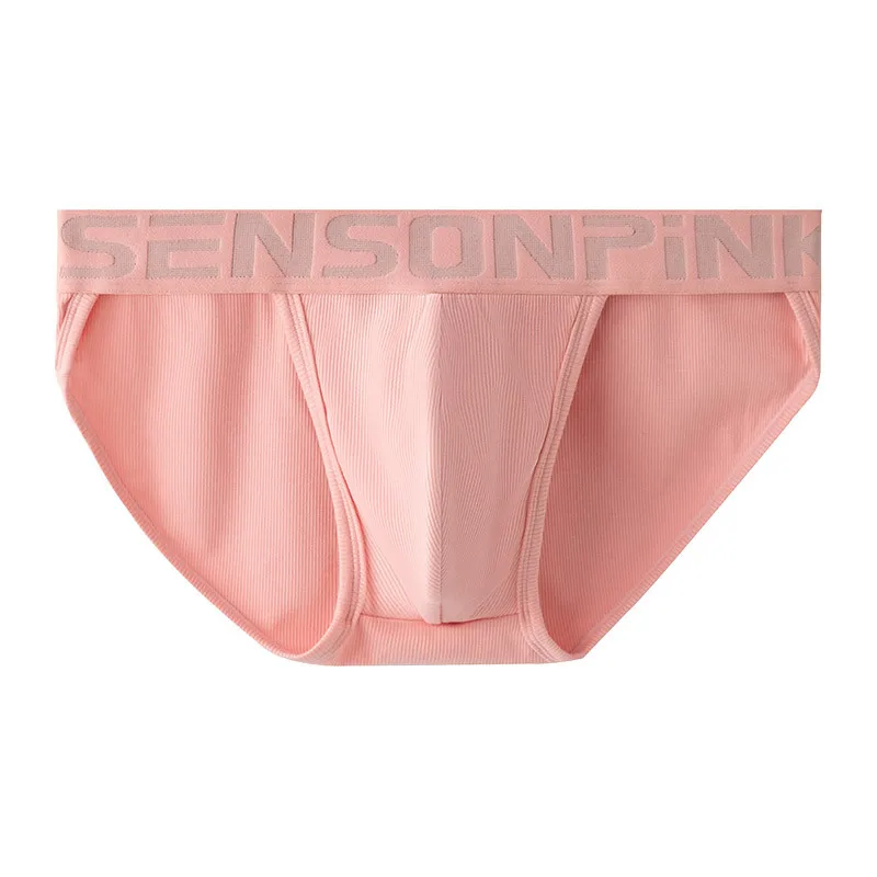 Men's Briefs Soft Modal Threaded Underwear High-Fork U Convex Pouch Lingerie Underpants High Elastic Bikini Slip Homme String