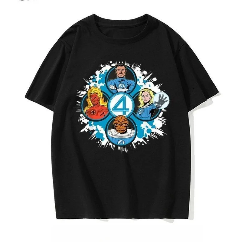 

Оригинальная фантастическая футболка Marvel с короткими рукавами Marvel Super British Fantastic 4, универсальная свободная футболка с круглым вырезом, топы с короткими рукавами