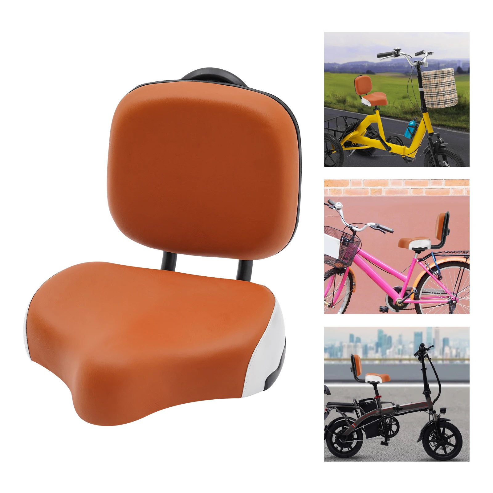 Extra Wide Bike Seat with Backrest Replacement, for Tricycles, Beach Bikes Road Bicycle Mountain Bike MTB Tricycle Commuter Bike