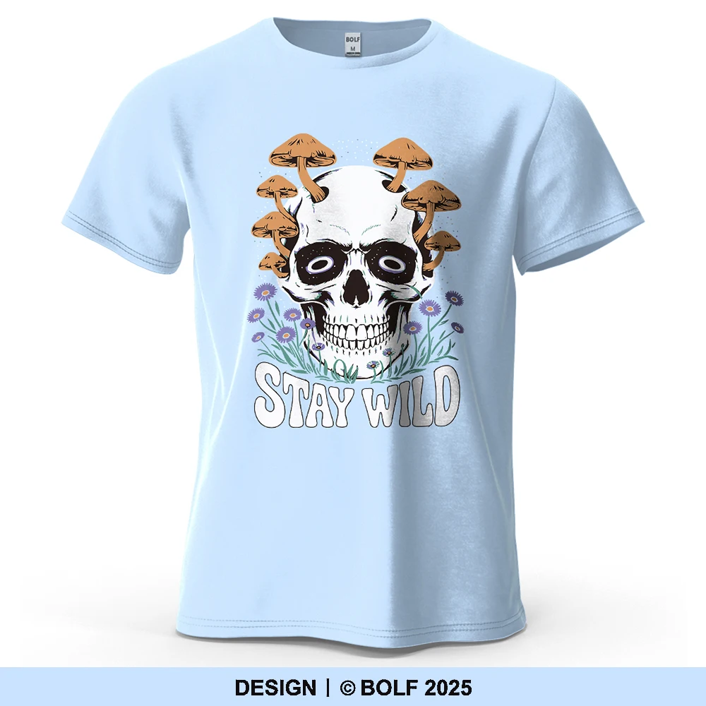 STAY WILD Bedrucktes Herren-T-Shirt aus 100 % Baumwolle, übergroße künstlerische Grafik-T-Shirts für Damen, Tops, T-Shirts, Streetwear