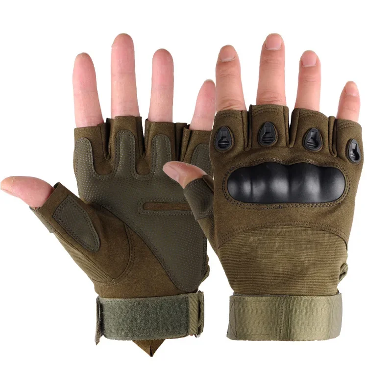 Outdoor Tactical Fingerless Gloves Hard Knuckle Paintball Hunting Combat Riding Hiking Half Finger Gloves