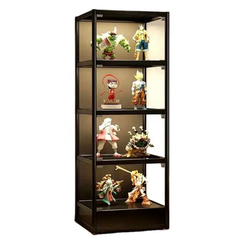 Custom. customizable boutique tempered glass aluminum alloy model toy glass cabinet display with LED lights