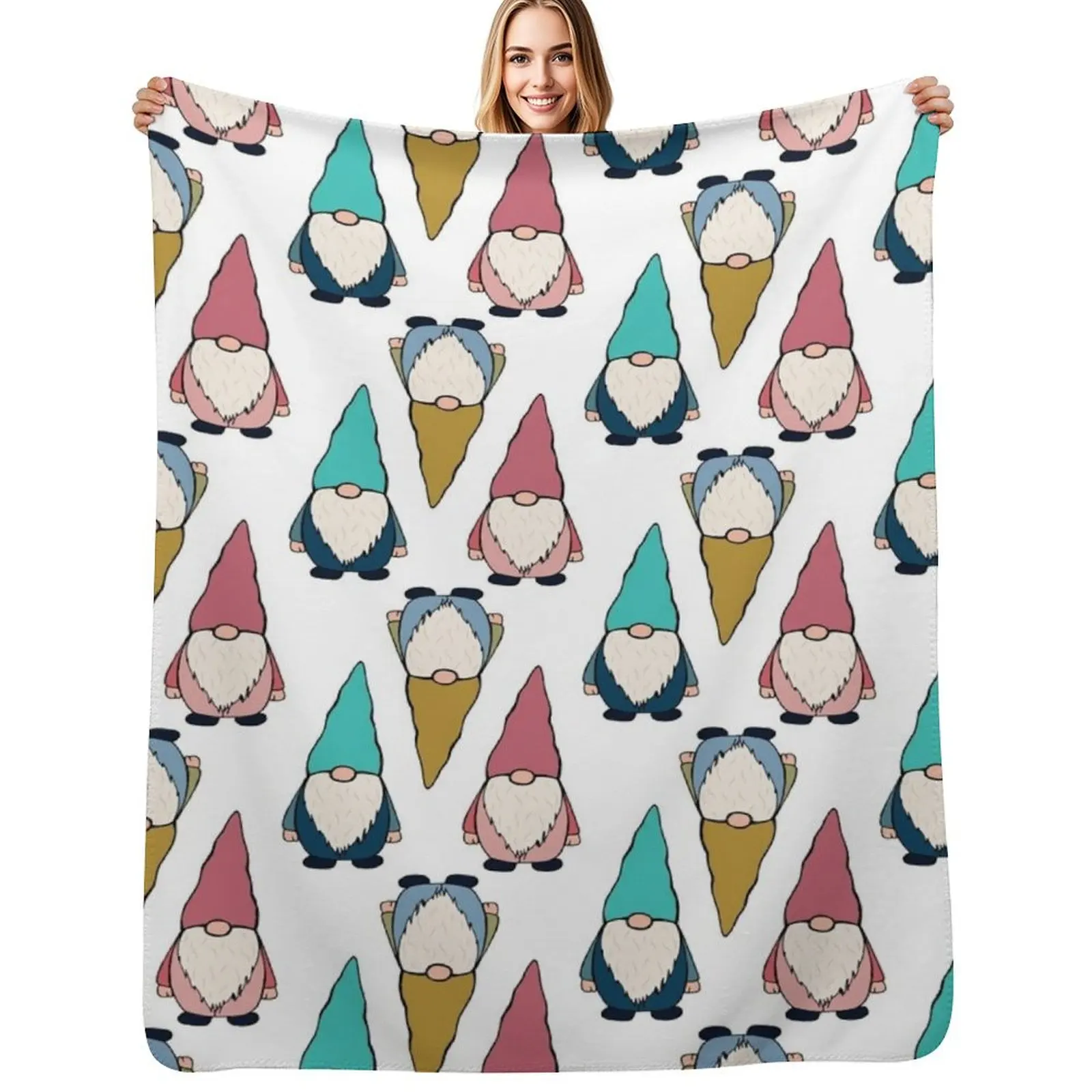 

Gnome sticker pack and pattern 1 Throw Blanket Wrinkle Resistant Lightweight Blanket