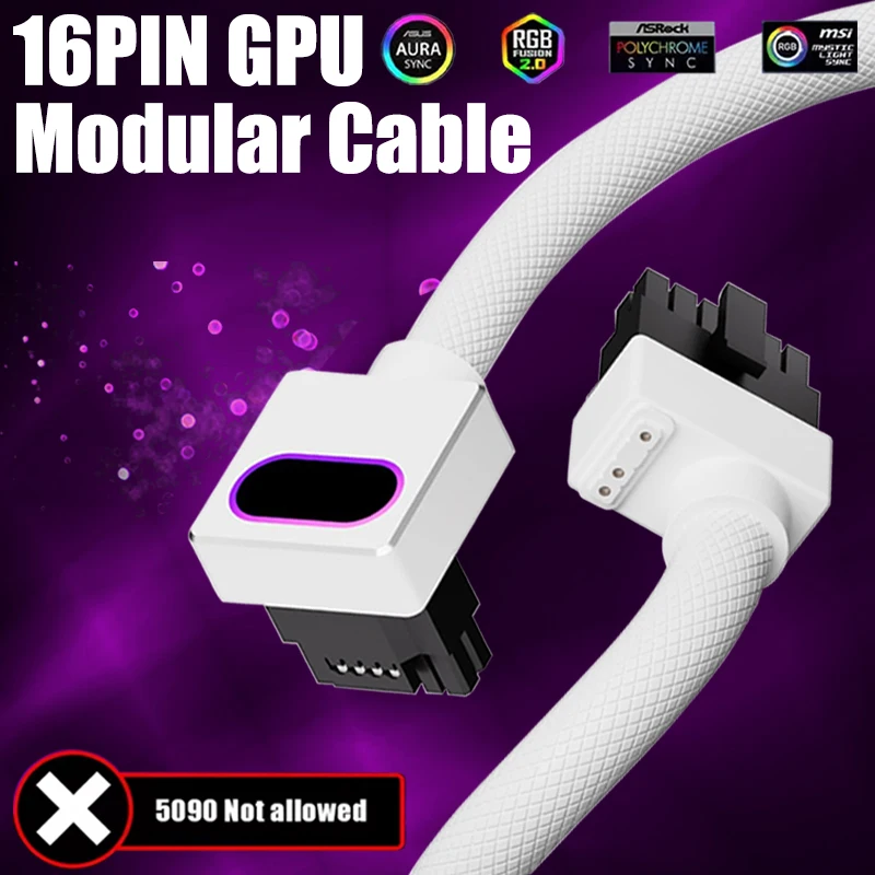 16PIN GPU Module Power Cable For RTX 40/5070/80 Series Graphics Cards, 18AWG 90 ° Right Angle Design PC 8PIN Extension Cable Set