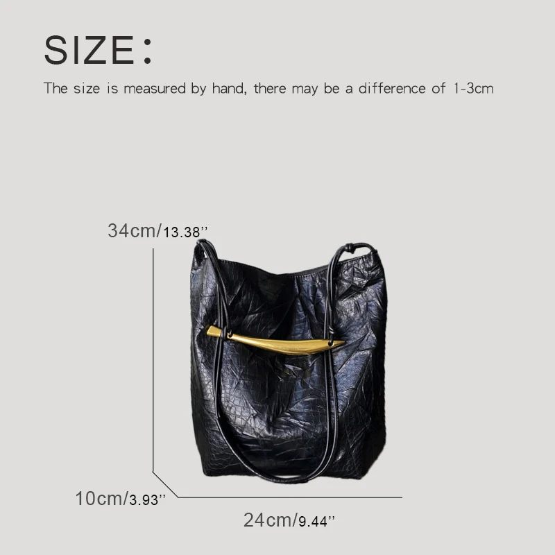 Vintage Bucket  Bag For Women Luxury Designer Handbag Purse 2023 New In PU Oil Wax Skin Crackle Textur Metal Top Handle Shoulder