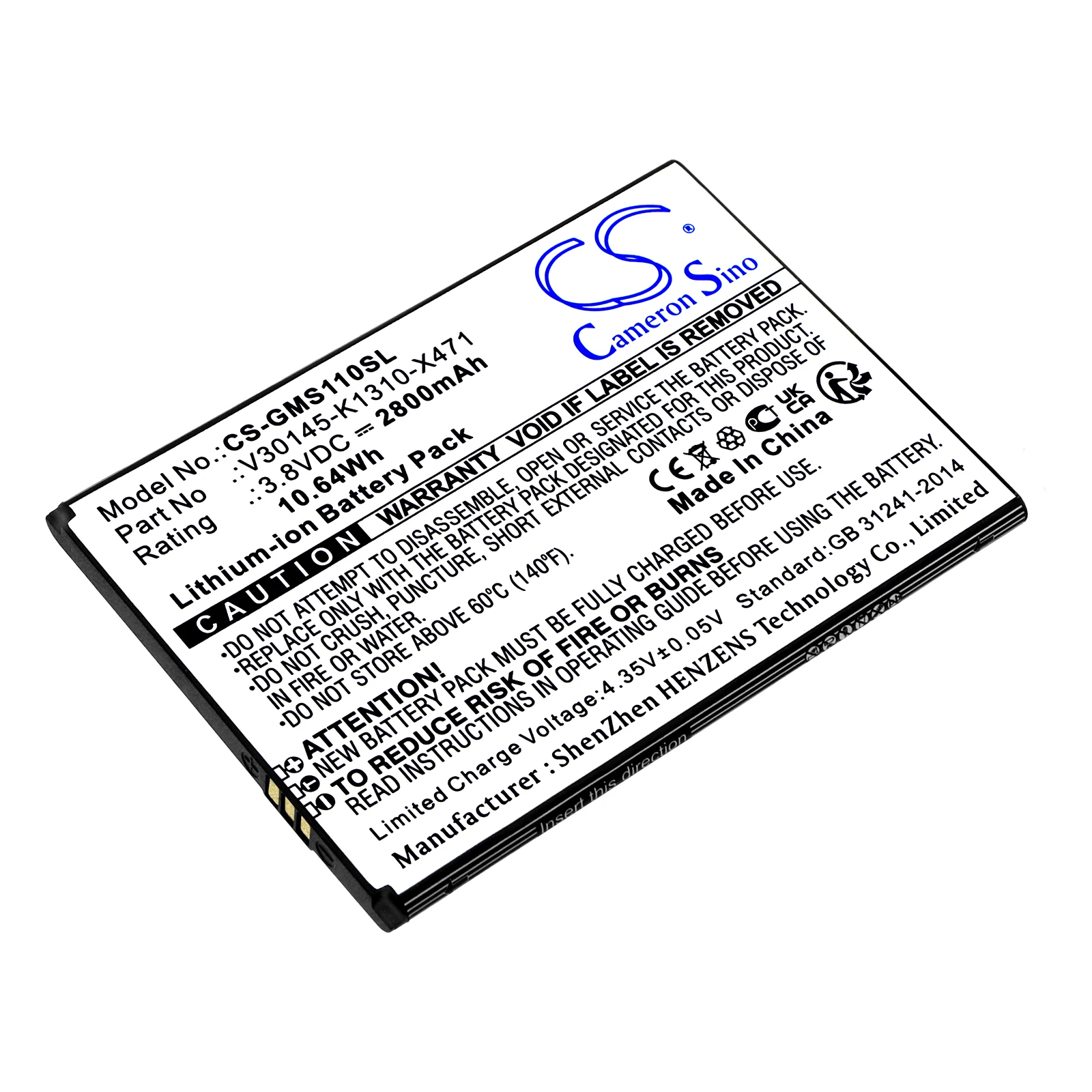 

Li-ion Mobile, SmartPhone Battery for Gigaset, 3.8V, 2800mAh , Compatible Models: GS110
