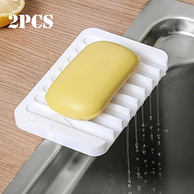 Soap Dish Silicone Drain Soap Tray Self Draining Soap Holder Soap Rack Bathroom Sponge Soap Storage Rack Bathroom Accessories