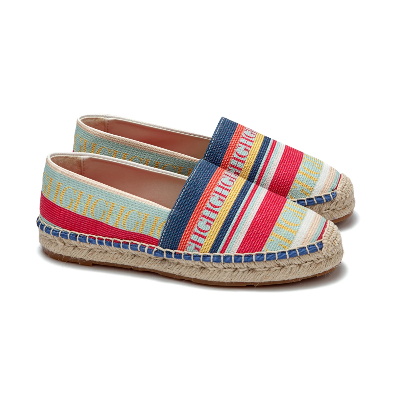 Alpargatas de Lona para Mujer con Rayas de Colores Slip On Planas Casuales para Verano y Playa Transpirables Ligeras con Suela de Yute y Costuras Rojas Diseño Versátil y Cómodo