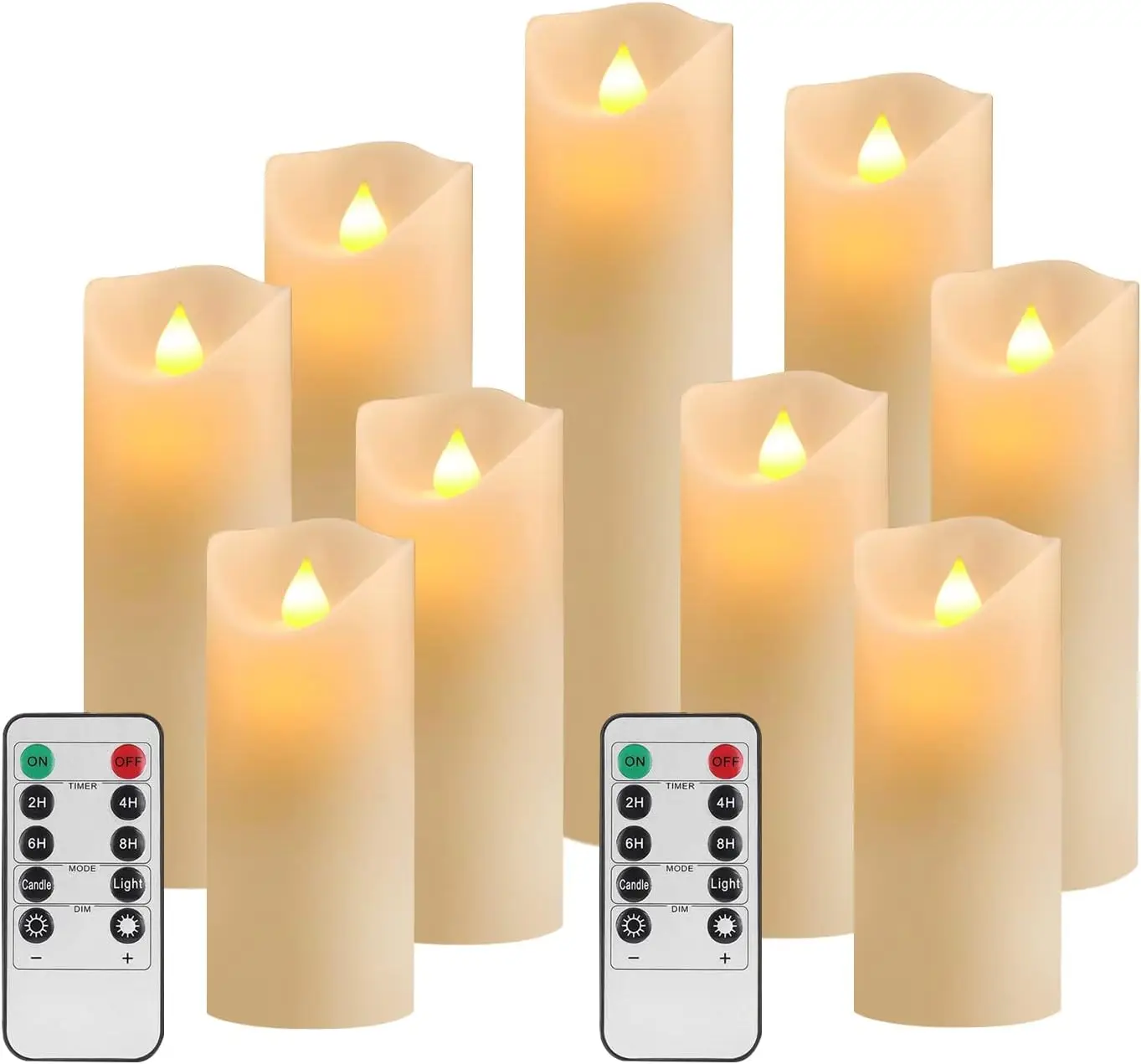 

LED Candles Flameless Candles Set of 9 Real Wax Pillar Flickering Battery Candles With 10 key Remote Control Timer 300 Hours