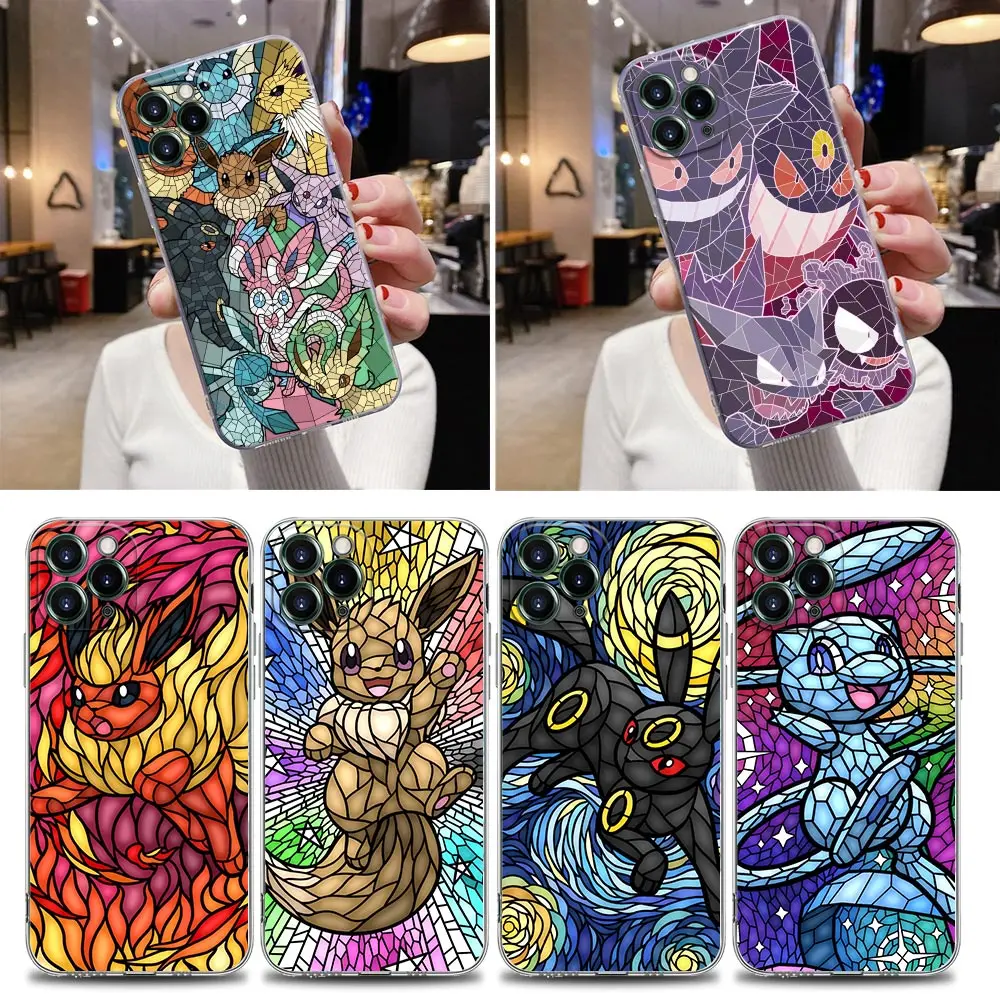 Pokemon Gengar Eevee Anime Clear Case For iPhone 16 15 14 13 12 11 Pro Max Mini Xs XR X 7 8 16 Plus 6 Soft Cover Silicone Cases