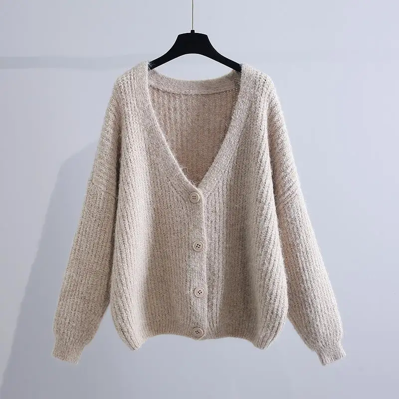 EVNISI Women Casual Wool Cardigan Sweater Coat Single Breasted Loose Long Sleeve Jumpers For Women Knitting Sweater Coat Winter