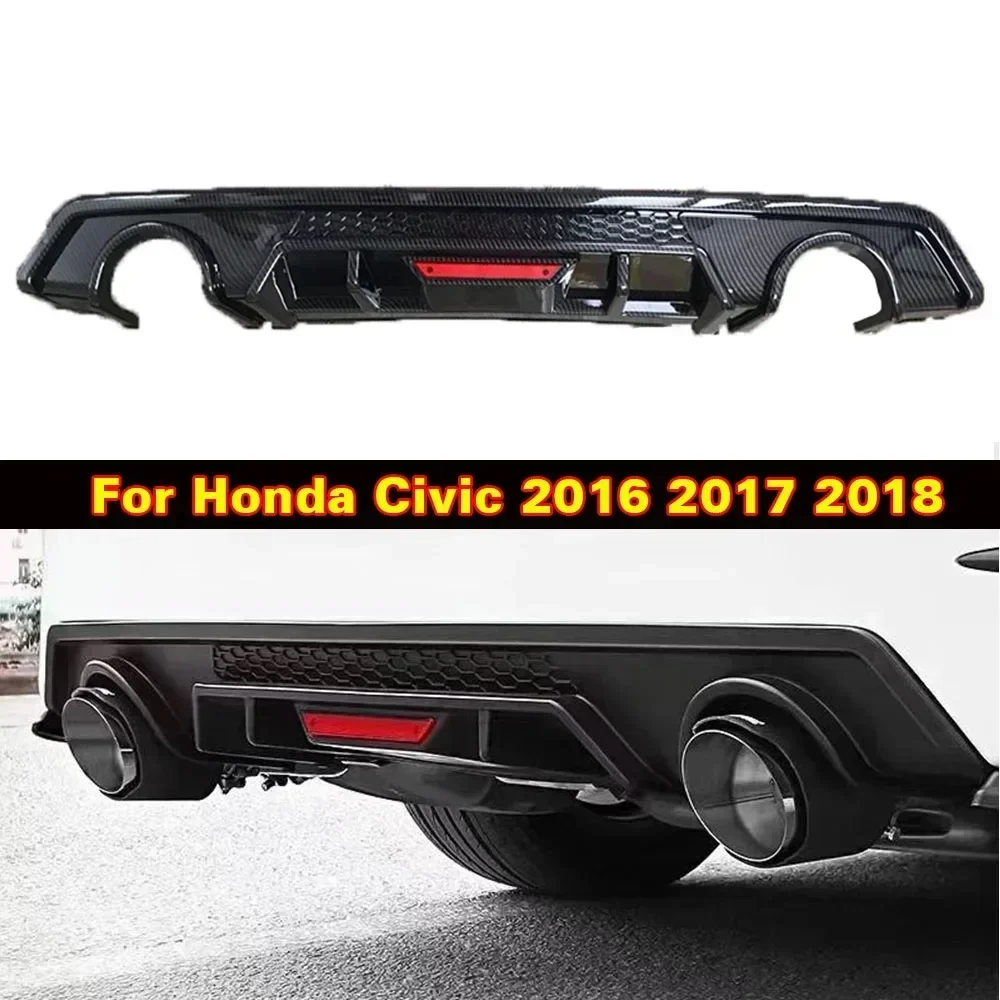 For Honda Civic 2016 2017 2018 Rear Lip Spoiler Bumper Diffuser High Quality Matte Black Primer PP ABS Car Accessories Body Kit