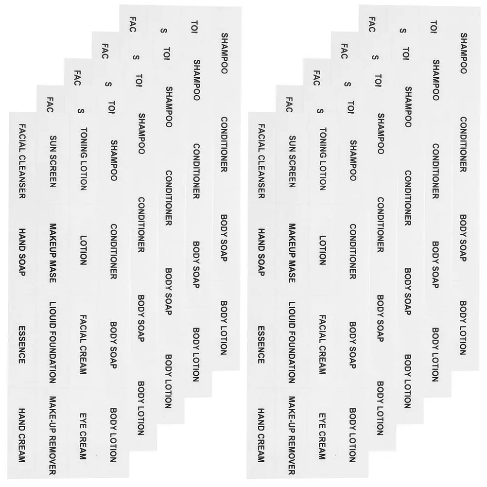 

20 Sheets Cosmetics Bottle Labels Reusable PVC Stickers for Travel Bottles Quick Stick Design for Efficient Product