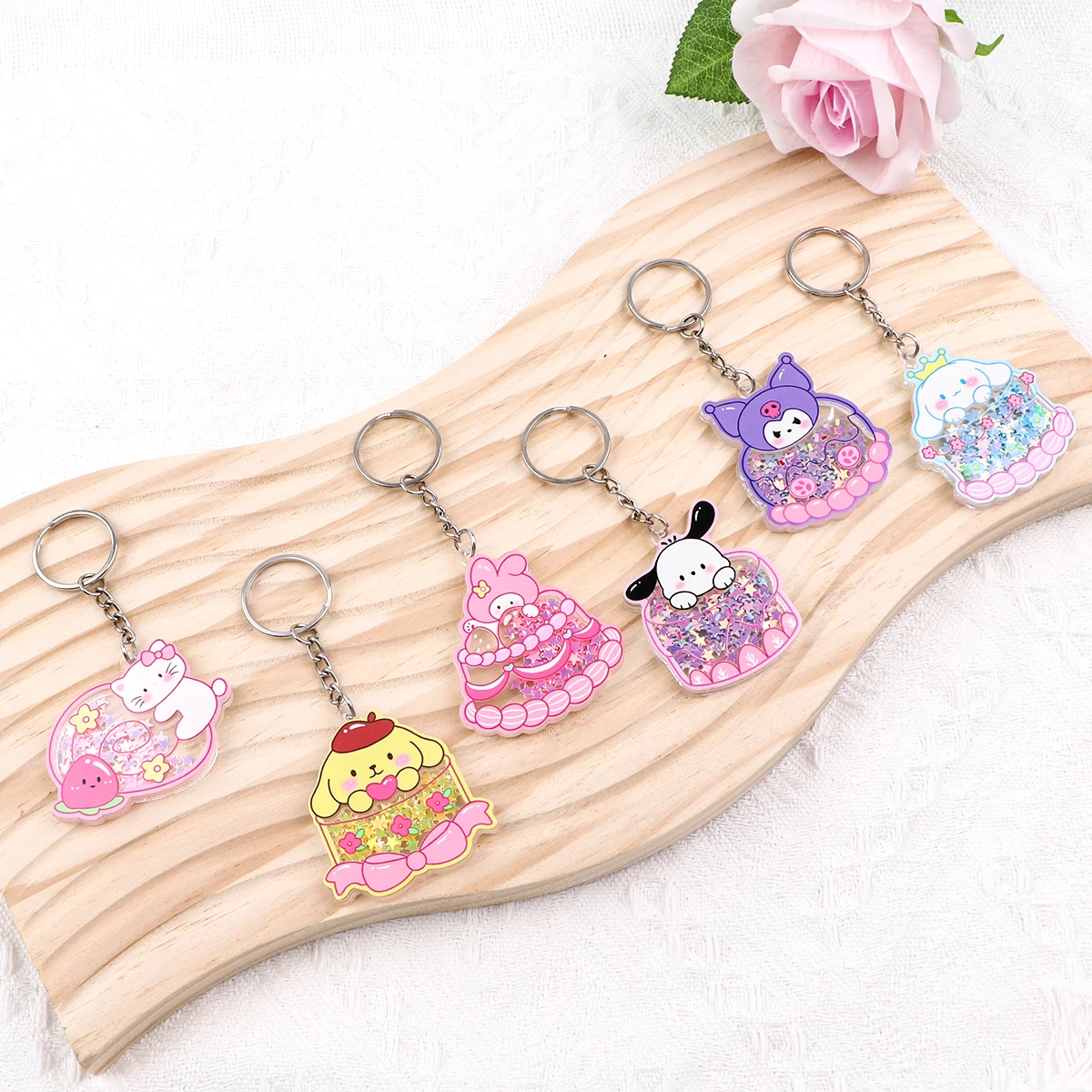 Japanese Cartoon Yellow Dog Acrylic Keychain for Motorcycles Women Girls Key Fobs Holder Pendants Metal Key Ring Accessories