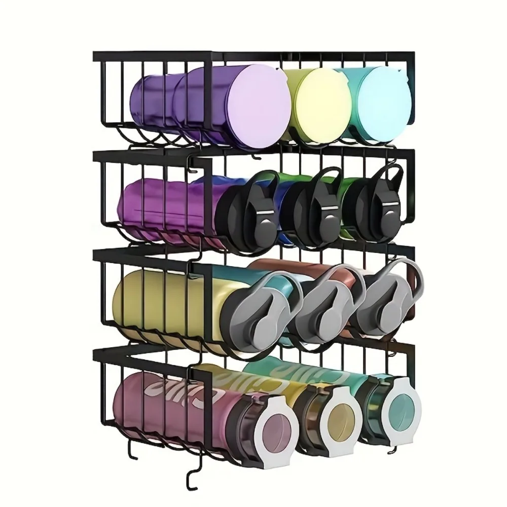 4-piece water bottle organizer, stackable metal water bottle holder, suitable for refrigerator, cup holder water bottle storage