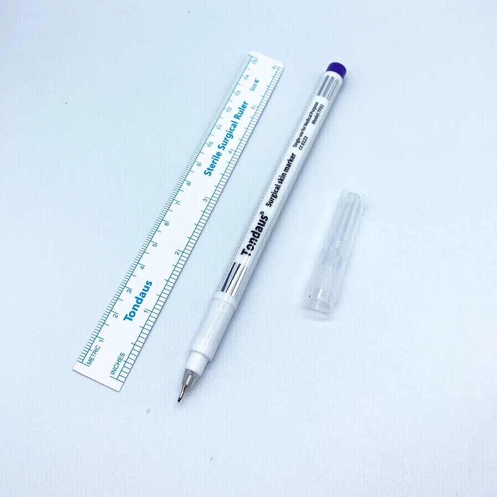 Professional Surgical Skin Marker Pen With Measuring Ruler Set Tattoo Pen Permanent Makeup Purple Eyebrow Pencil