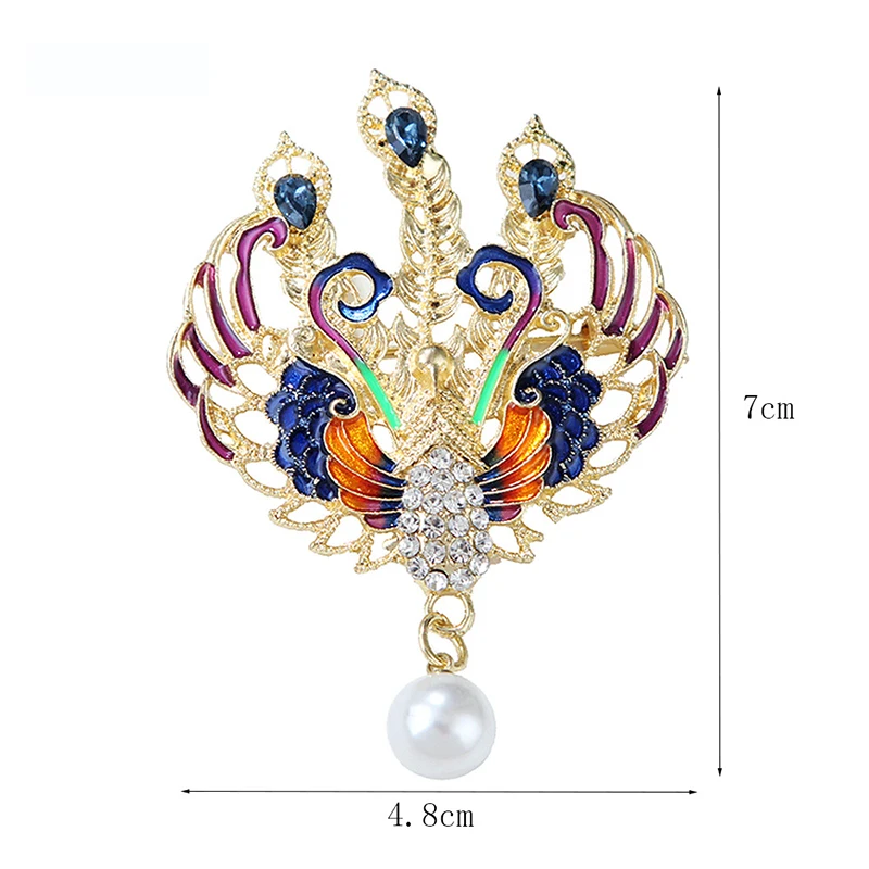 1 PCS retro Hundred Birds Worship Phoenix rhinestone boutonnier brooch women's high-end temperament chest flower trend accessory