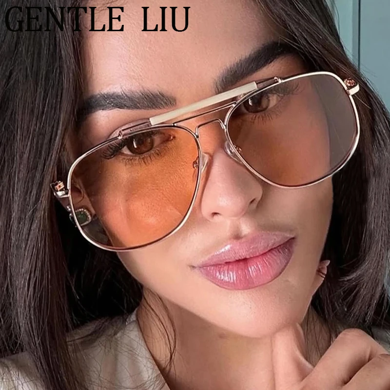 

Oversized Square Punk Sunglasses Women Men 2025 Luxury Brand Classic Double Beam Shades For Lady Vintage Metal Big Frame Eyewear