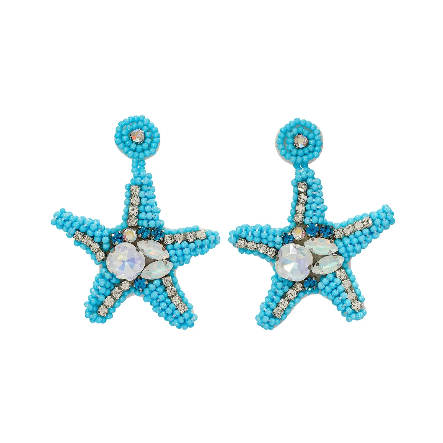 2025 Ręcznie robione kolczyki z koralików Sea Star Originality Bohemia Fabric Art Design Ręczne dzianie Kobieca moda Prosta