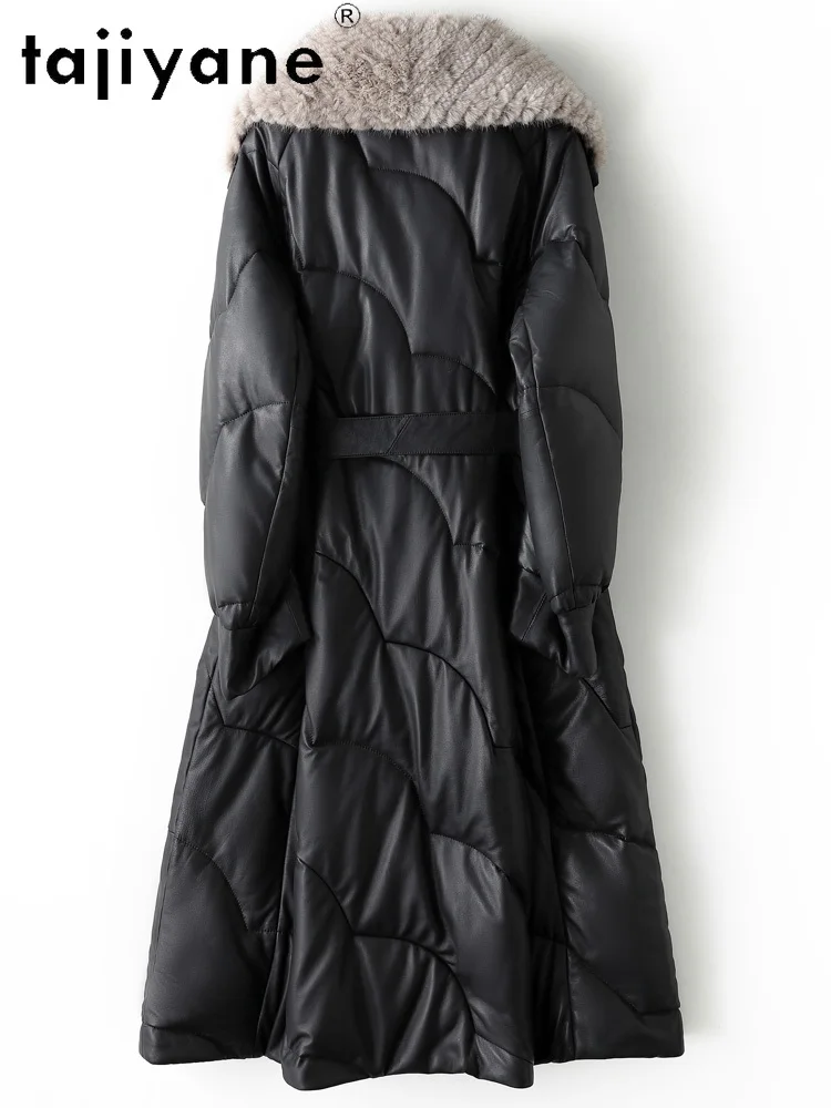 TAJIYANE 100% pelle di pecora primo strato piumino d'oca bianca donna vera pelle piumino lungo collo di pelliccia di visone 2025 inverno