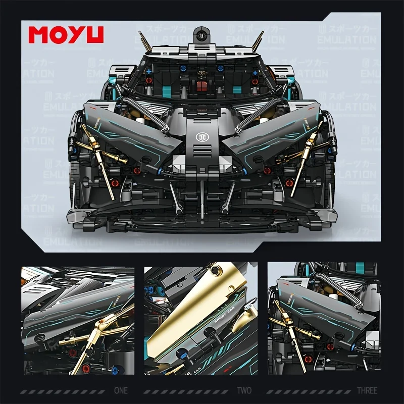Sun God Black Gold Auto sportiva Building Blocks Puzzle Adulto Alta difficoltà Assemblaggio Modello di auto da corsa Regalo per ragazzo