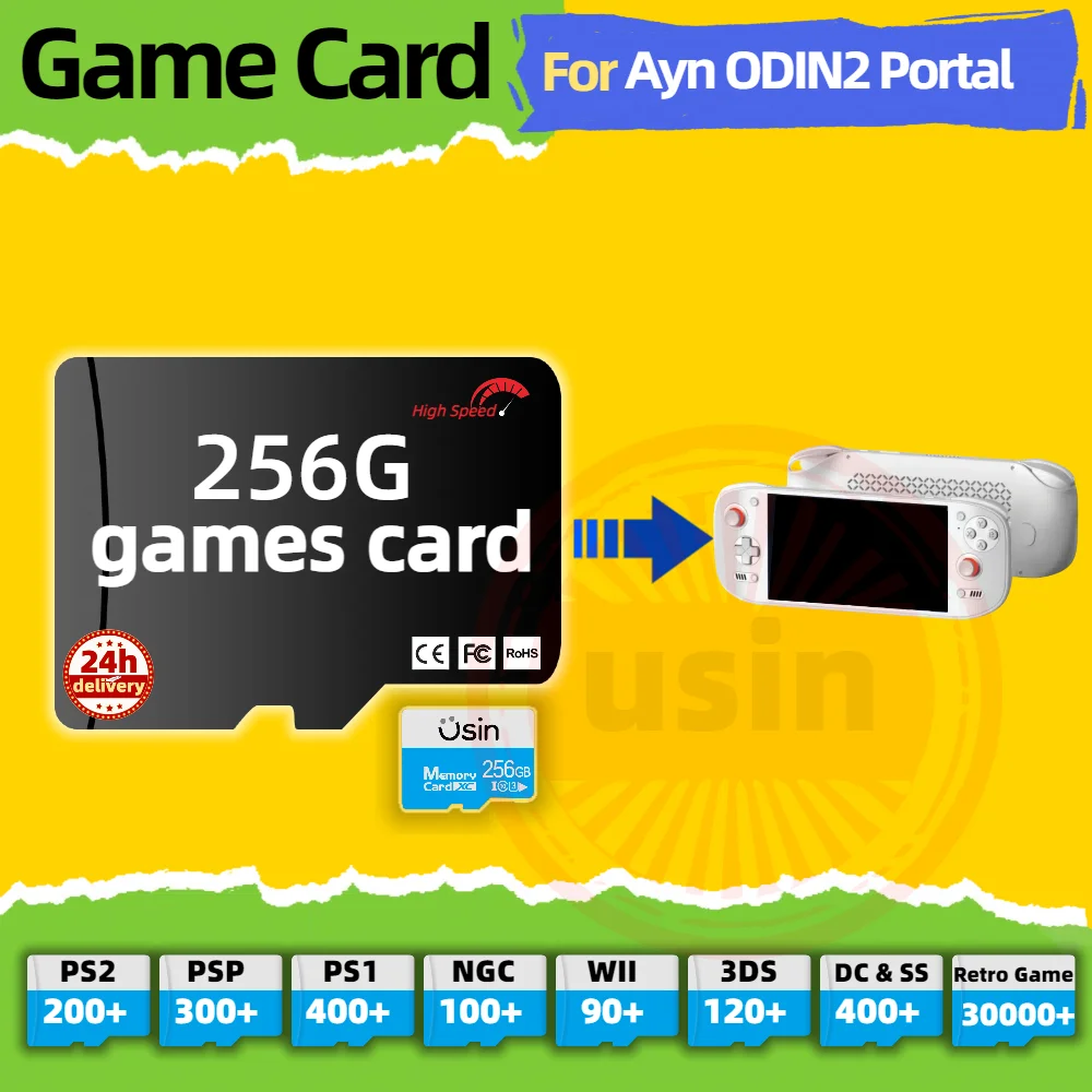 Game Card For Ayn Odin 2 Portal Odin2 TF Retro Games PS2 PSP PS1 Android portable Handheld Gaming SD Card High Speed 256G