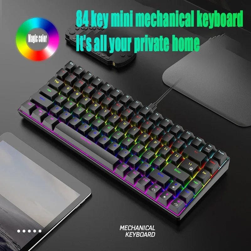 

K84 Hot-swappable Wired Mechanical Keyboard Magic Color Backlit 84 Key Gaming Office Keyboard for Computer Notebook