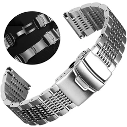 Stainless Steel Watch Band 18mm 20mm 22mm 24mm Solid Mesh Watch Bands Silver Black Metal Watch Bracelet Strap for Men Women