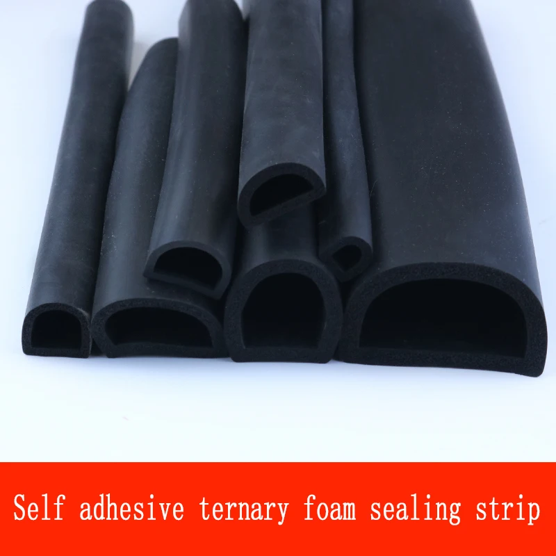 3M EPDM Self-adhesive Sealing Strip Electric Box Doors For Windows Soundproofing Collision Avoidance Rubber Seal Hollow Type D