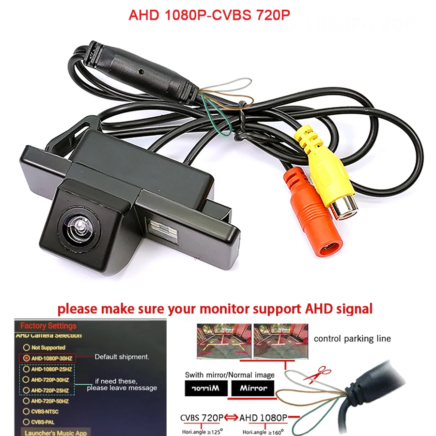 1920*1080P AHD Car Rear view Camera for Peugeot 408 308 307cc 301 Peugeot RCZ 307 Cross 2C Hatchback Dynamic track camera CVBS