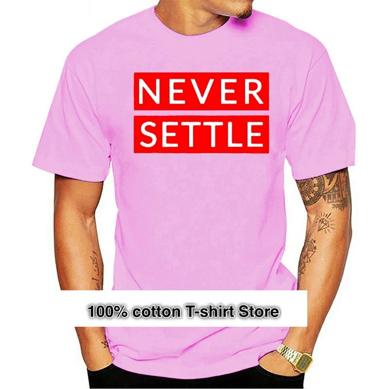 Men  Never Settle OnePlus Red Unisex Women Top 2024 Casual Stylish Retro t-shirt 100% Cotton