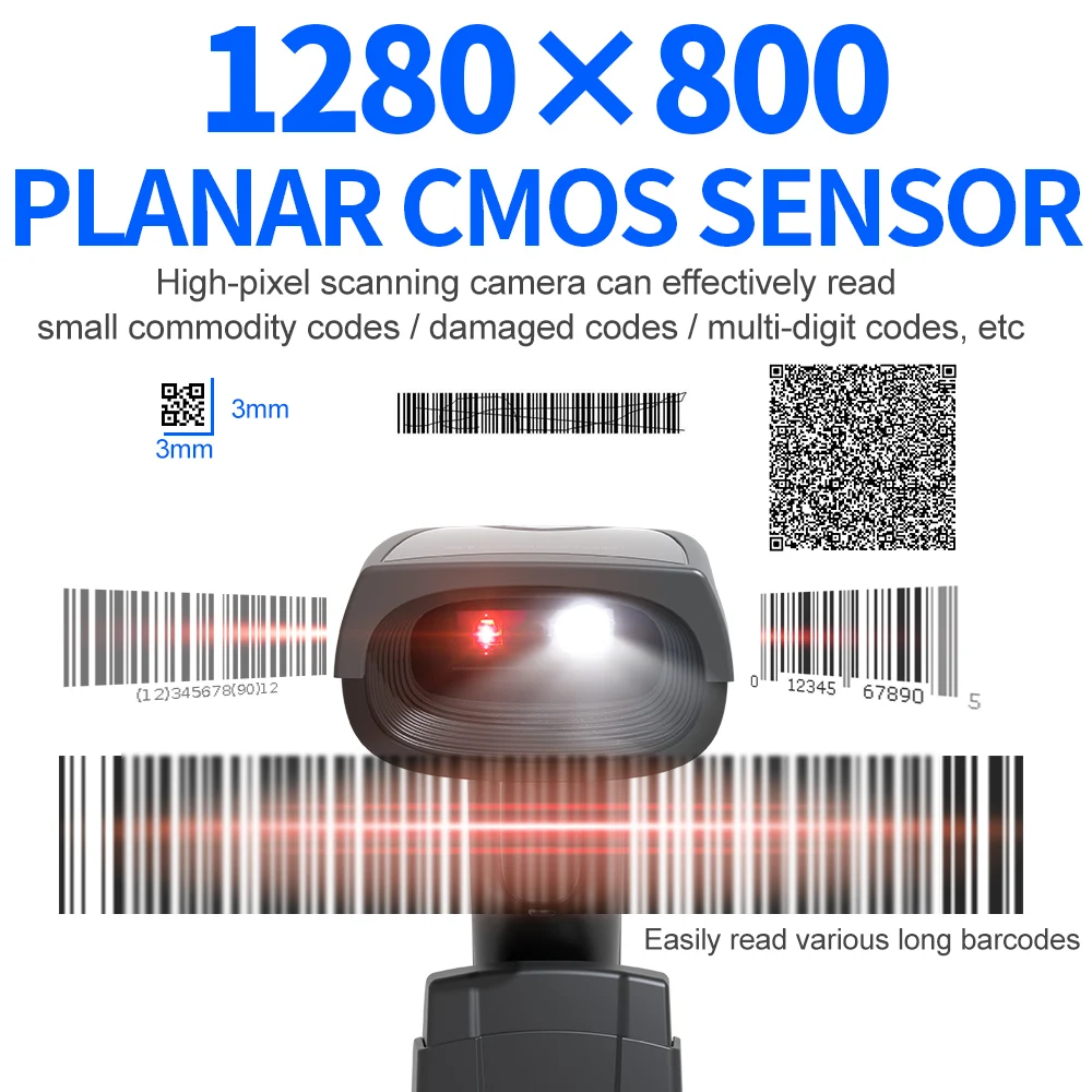 Pemindai Barcode Bluetooth 2D Xincode, Pembaca Kode Batang QR PDF417 Aztec Nirkabel Sistem Android IOS Dengan Dudukan Pengisi Daya