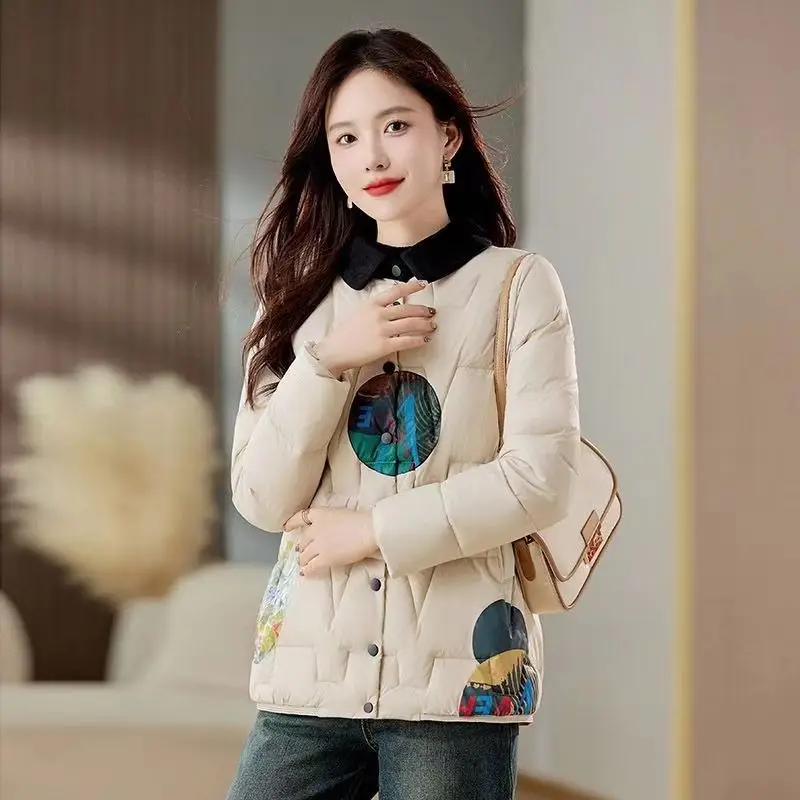 Retro Autumn Winter Jacket Warm Quilting Cotton-padded Jacket Women Tops Coat Puff Jacket Long Sleeves Parkas Black Tredny