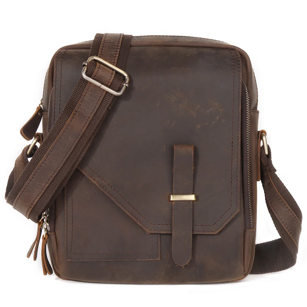 Genuine Leather Men Shoulder Bag Vintage Crossbody s Multifunctional Cowhide Small Messenger for Work Business