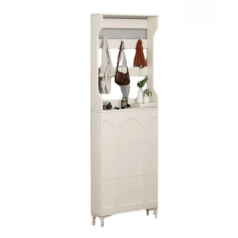 

cream wind ultra-thin shoe cabinet with hanger integrated household door entrance door against the wall to enter the house