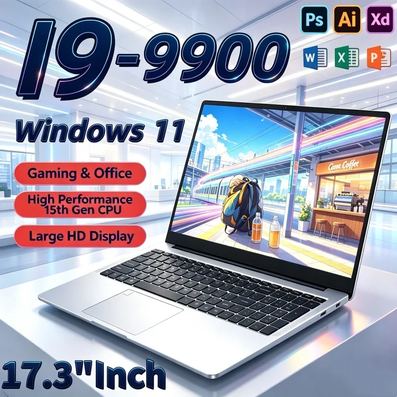Resilient 17.3 Inch Laptop Intel Core I9‑9900 Windows 11 32GB DDR4 M.2 2TB SSD Ultrabook Computer