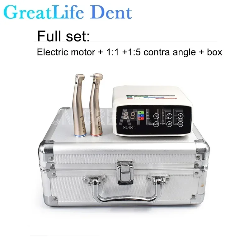 GreatLife Dent Dental Equipment Led No Brushless Dental Led 1:5 Contra Angle Low Speed Handpieces Internal Electric Dental Motor