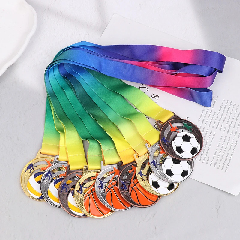 

1 шт. медаль победителя Kickball медали награда с шейной лентой для победителя награды спортивные металлы футбол баскетбол волейбол призы