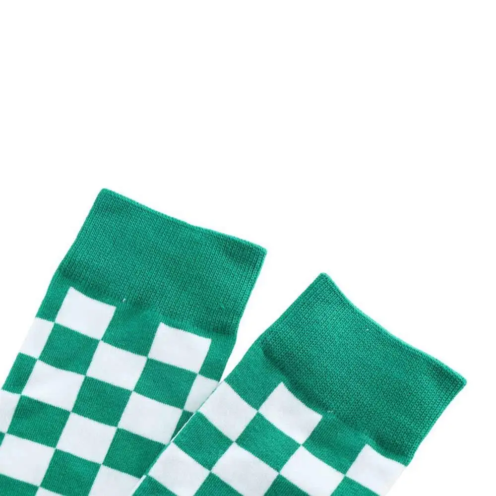 Simple Personality Street style Cool Harajuku Checkerboard Cotton Korean Style Socks Women Hosiery Stockings