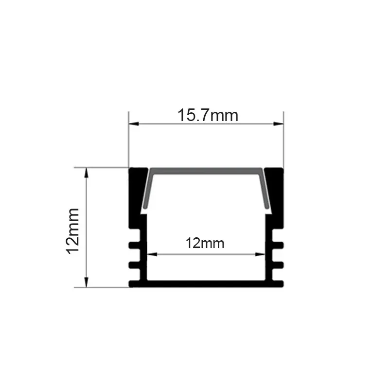 15.7x12mm Led Aluminum Profile Channel Diffuser Holder U Shape Black/silver Linear Light Bar Ceiling Wall Corner Lighting