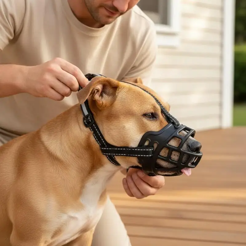 Reflect Light Dog Mouth Guard Cover Comfy Breathable Basket Muzzle Against Biting Barking Dog Mask Anti-barking Muzzle For Pets