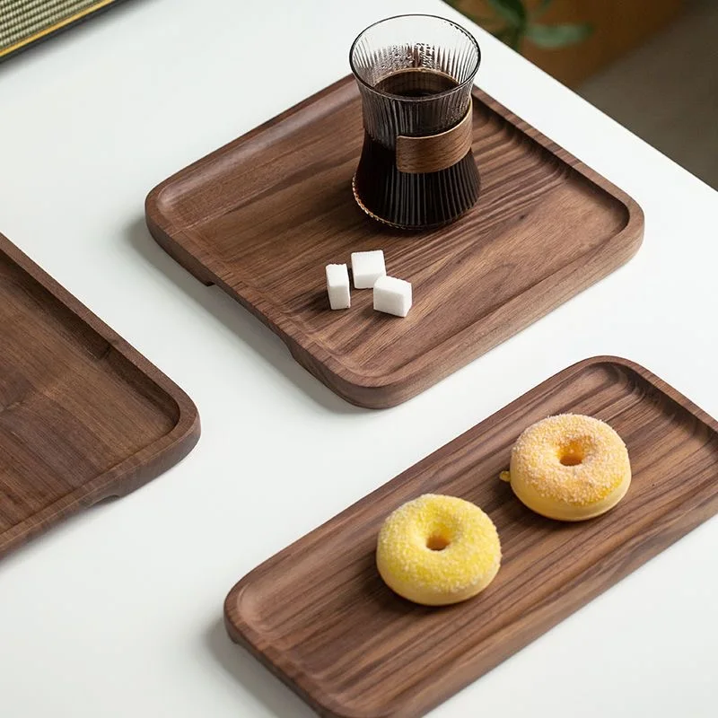 High-end Black Walnut Wooden Tray Rectangular Household Tea Tray Fruit Dinner Plate Coffee Solid Wood Tray