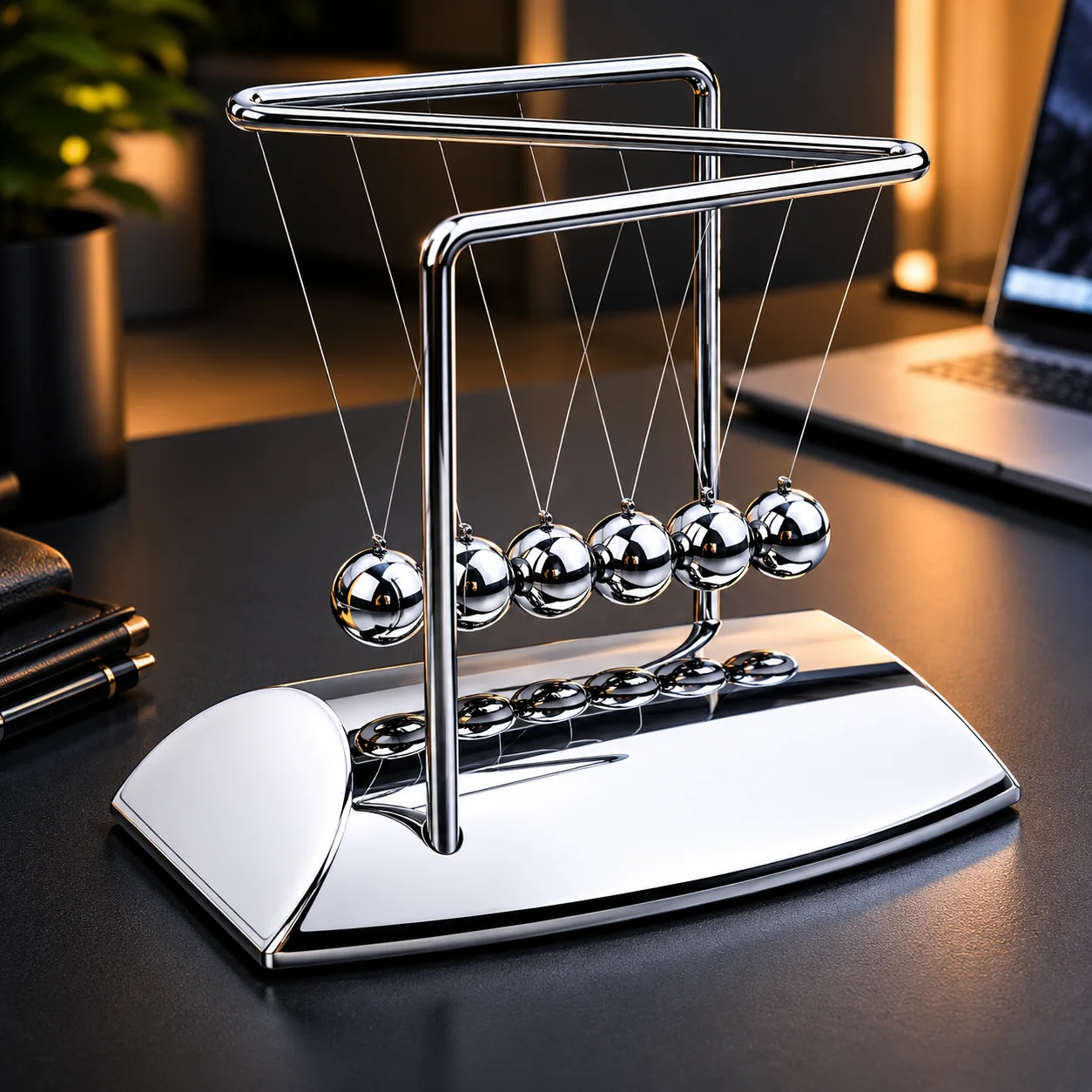 Newtons Cradle Balance Balls Kinetic Desk Toy Metal Pendulum Physics Motion Executive Office Decor Gift