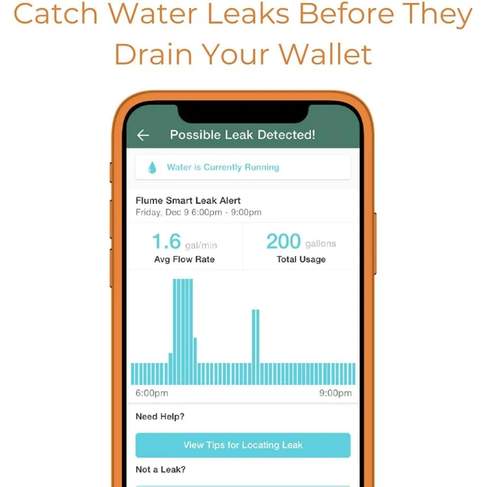 2 Smart Home Water Monitor & Water Leak Detector: Detect Water Leaks Before They Cause Damage No Plumbing Required