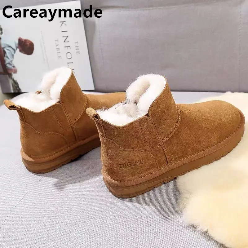 

Careaymade-Genuine Leather Wool snow boots,women's winter short boots,College style ankle boots sweet warm Ladies boots,5 colors