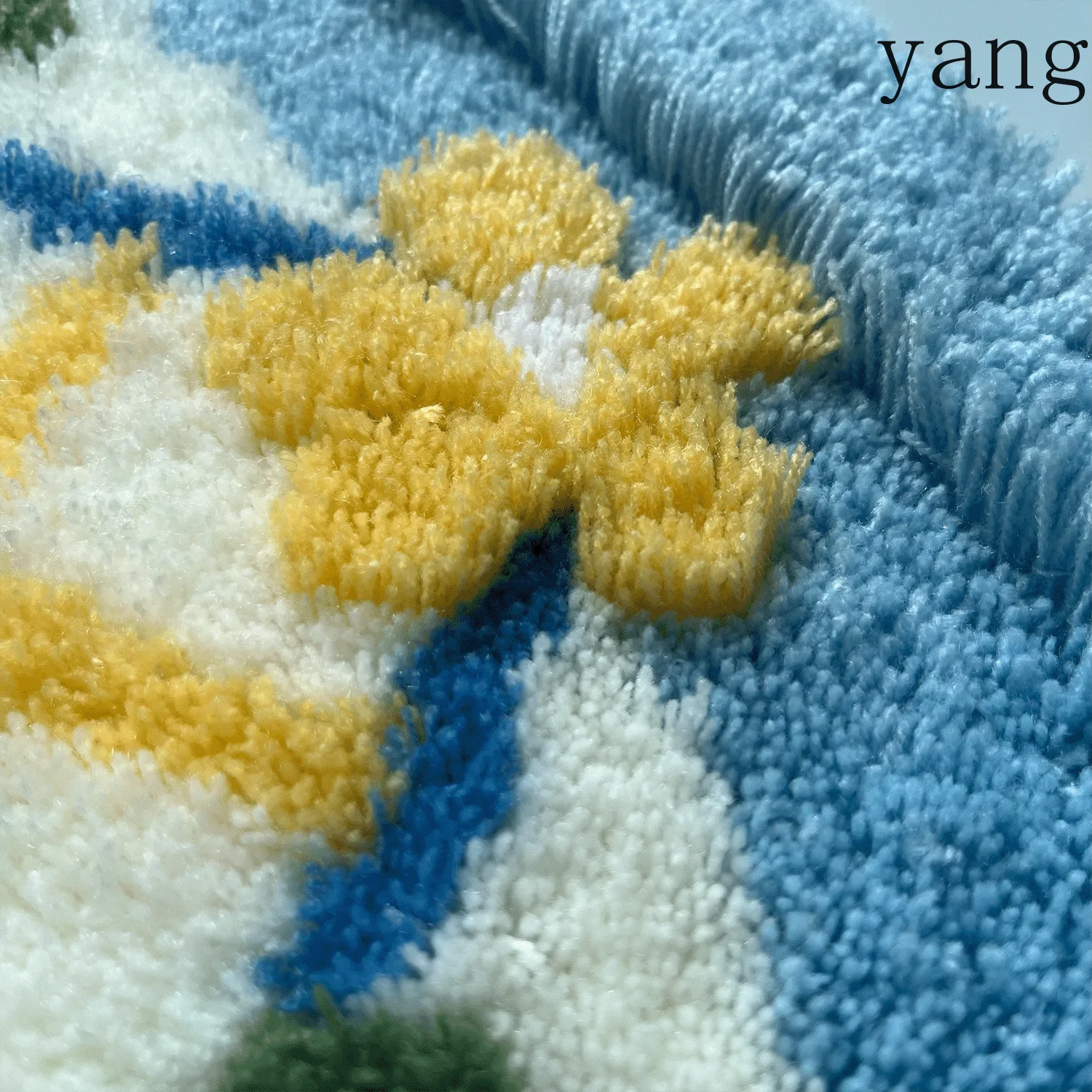 YJQ toilet floor mat semi-circular lattice pastoral small flower tufted bathroom absorbent floor mat