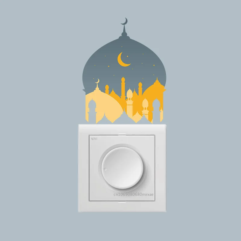 Light Switch Sticker Ramadan Wall Stickers Eid al Fitr Sticker Decal For Kids Room Decoration Home Decor Moon Castle Star