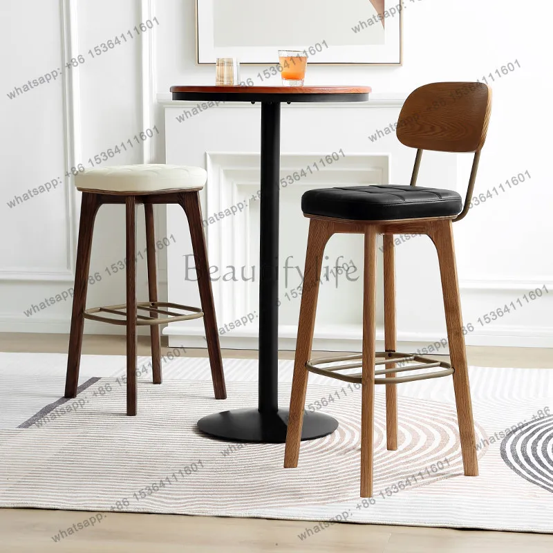 LJY Relaxing Restaurant Bar Chairs Luxury Modern Designer Accent Comfortable Aesthetic Bar Chair Nordic Wood Bancos De Bar Furni