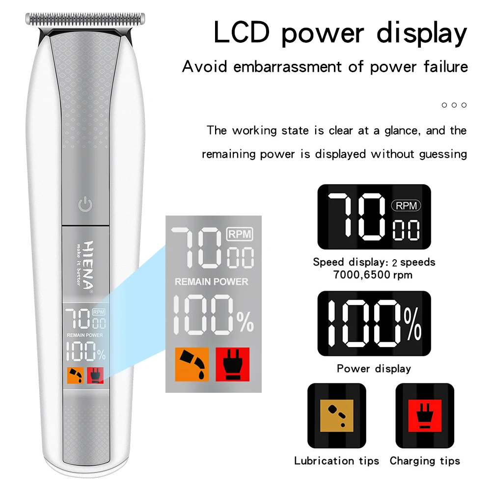Hiena ปัตตาเลี่ยนไฟฟ้าสำหรับตัดผมมืออาชีพ, เครื่องโกนขนความเร็วสูง6ชนิดความเร็ว6500-7000รอบต่อนาที