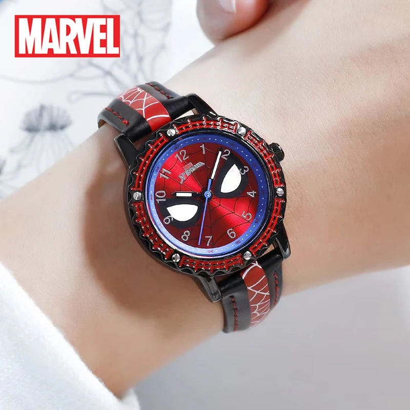 

Marvel Spider Man Watch Avengers Superheroes Machines Children Student Anime Wristwatch Leather Watch Strap Watchband Kids Gifts